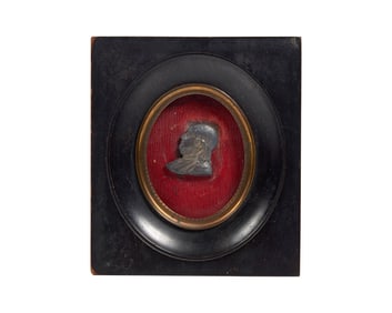 After Augustin Dupre (French, 1748-1833), A Cast-Silver Profile of Benjamin Franklin