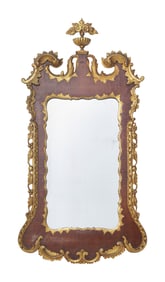 A Chippendale Parcel-Gilt And Mahogany-Veneered  Looking Glass