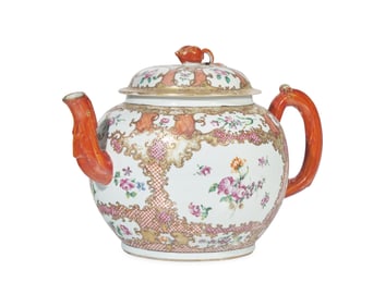 A Large Chinese Export Porcelain Famille Rose Punch Pot