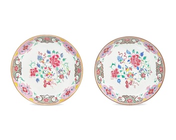 A Pair Of Chinese Export Famille Rose Deep Dishes