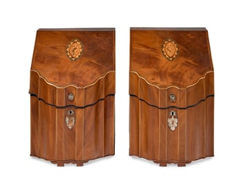 A Pair Of George III Inlaid Mahogany Knife Boxes