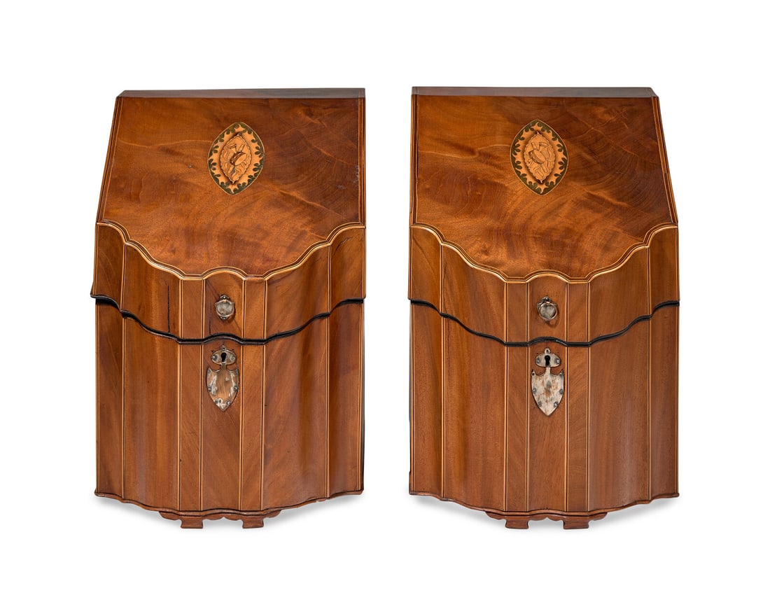 A Pair Of George III Inlaid Mahogany Knife Boxes (1 of 4)