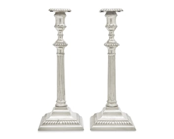 A Pair of George III Paktong Or Metal Alloy Candlesticks