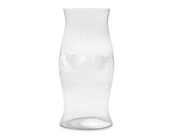 An Uncolored Glass Hurricane Globe Etched With American Eagle And Stars