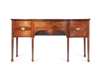 A Federal Inlaid Serpentine Walnut Sideboard