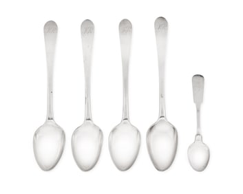 A Group Of Five Federal Silver Spoons