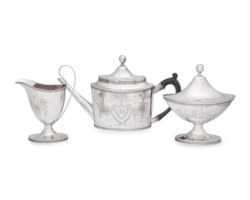 A Federal Three-Piece Silver Tea Service