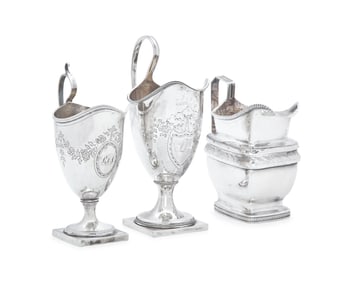 A Group of Three Federal Silver Creamers