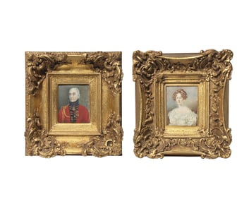 English School 19th Century, A Pair Of Portrait Miniatures: Henry P. Steele, Lieutenant R.N., And