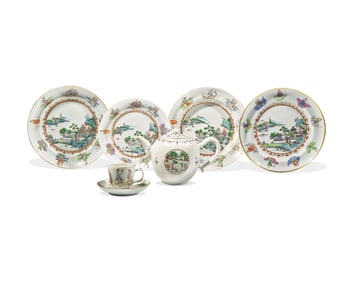 A Group Of Chinese Export Porcelain Tablewares Associated With The DeWitt  and  Maria Clinton