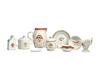 A Group Of Chinese Export Porcelain Decorated With The American Eagle And Shield