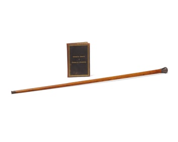 A Silver-Mounted Oak Walking Stick Made Of The Original Timbers From Independence Hall, Presented To