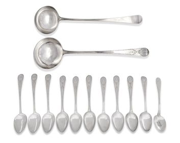 A Group Of Thirteen Federal Silver Tablewares