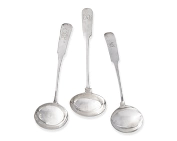 A Group Of Three Federal Silver Fiddle-End Punch Ladles