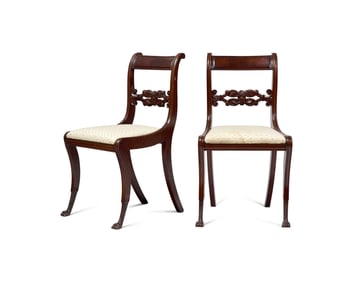 A Pair Of Classical Carved Mahogany Side Chairs