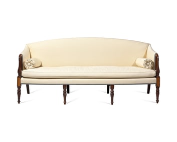 A Federal Inlaid Mahogany And Burl Maple Sofa