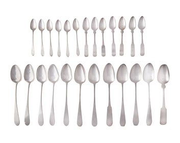 An Assembled Group of Twenty-Five Federal Silver Spoons