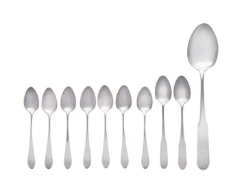 A Small Assembled Group Of Ten Federal Silver Spoons