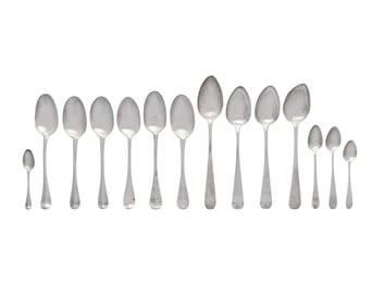 An Assembled Group Of Fourteen Silver Spoons