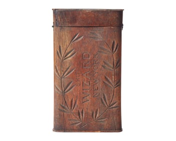 A China Trade Carved Teak Chart or Agent Box For The Ship Wizard Of New York