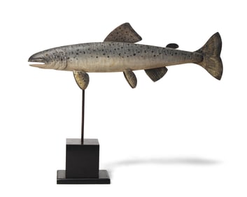 A Carved And Painted Trout