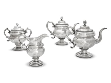 A Classical Four-Piece Coin Silver Tea Service