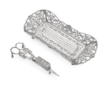 A Brazilian Silver Candle Snuffer and Tray
