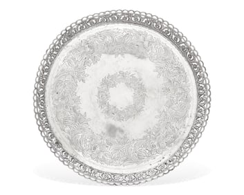 A Portuguese Silver Round Footed Tray For the Brazilian Market