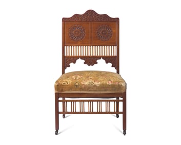 An Aesthetic Movement Carved Teak Side Chair