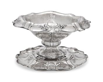 An Art Nouveau Martelé Silver Centerpiece Bowl And Plateau