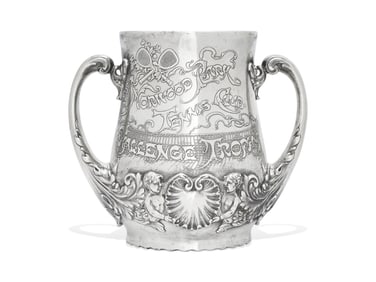An Aesthetic Movement Sterling Silver Two-Handled Tennis Trophy Cup