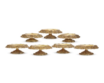 A Group Of Seven Gilt Floral Cast And Reticulated Sterling Silver Compotes