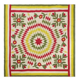 A Pieced And Appliqued "Star of Bethlehem" Quilt