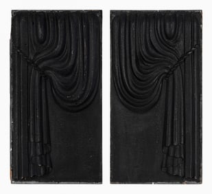 A Pair Of Carved and Black-Painted Hearse Panels