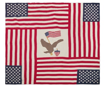 A Pieced And Appliqued Cotton Patriotic Quilt