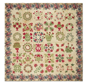 An Appliqued Floral Sampler Album Quilt