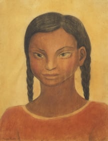 Diego Rivera (Mexican, 1886-1957) Muchacha con Trenzas (Girl with Braids), 1935