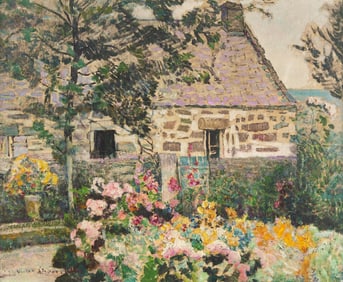 Victor Charreton (French, 1864-1937) Chaumière Bretonne (Jardin à Ploare), 1924