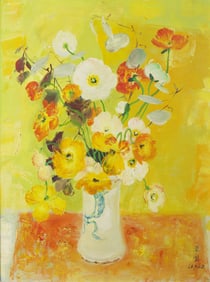 Le Pho (French/Vietnamese, 1907-2001) Bouquet de Pavots sur Fond Jaune, 1969
