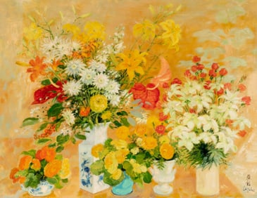 Le Pho (French/Vietnamese, 1907-2001) Composition de Fleurs, c. 1983