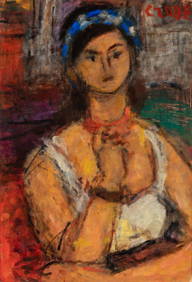 Béla Adalbert Czóbel (Hungarian, 1883-1976) Jeune Fille Fumant, c. 1960 (1 of 3)