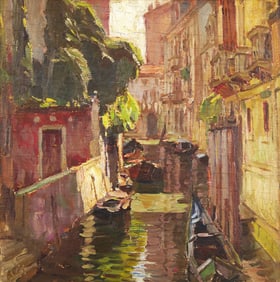 Carl Moll (Austrian, 1861-1945) Das rote Haus in Venedig (The Red House in Venice), c. 1924