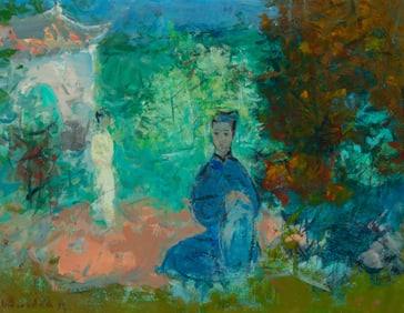 Vu Cao Dam (French/Vietnamese, 1908-2000) Le Poète Bleu, 1974