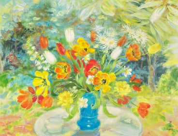 Le Pho (French/Vietnamese, 1907-2001) Le Vase Opaline Bleu