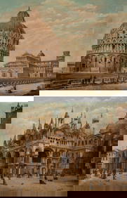 Josef Langl (Austrian, 1843-1920) View of Piazza San Marco, Venice and View of Pisa (a pair) (1 of 2)