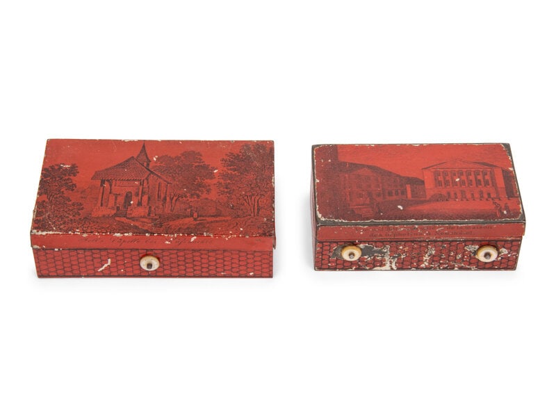 Two Music Boxes in Tin Transfer Cases (1 of 3)