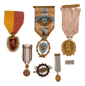 [AMERICANA]. A group of 7 badges identified to Colonial Dames, Daughters of the American Revolution,