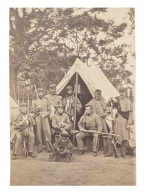 [CIVIL WAR]. 2 photographs of the 7th New York State Militia at Camp Cameron, incl. African American