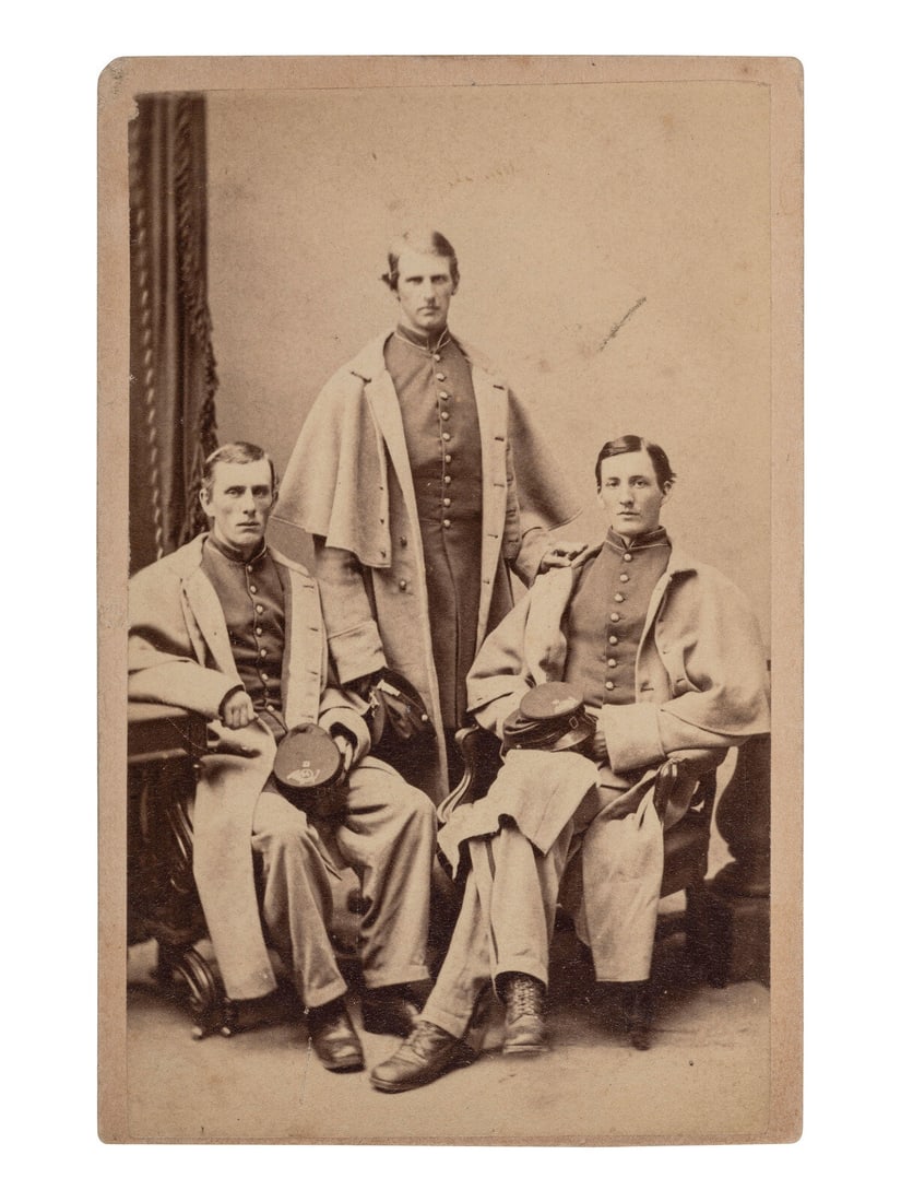 [UNITED STATES COLORED TROOPS]. CDV of three officers, identified on verso as 54th Massachusetts (1 of 2)