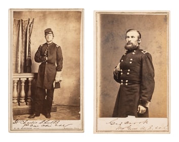 [CIVIL WAR]. CDVs of General George Crook and Captain Charles Shultz, 1st Ohio Cavalry.